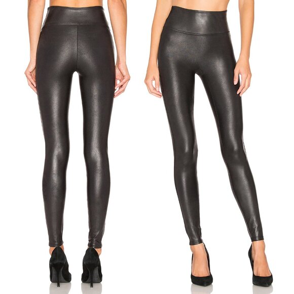 Spanx Faux Leather High Waist Slimming Tummy Control Leggings L Black $98 Slim - Picture 3 of 16